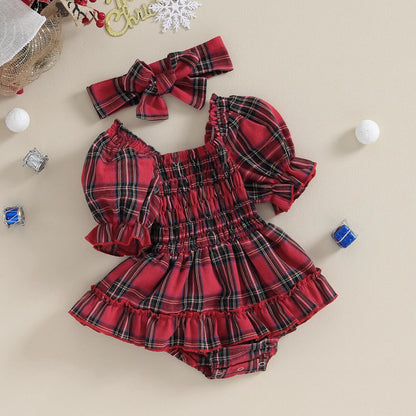 Body infantil para mujer con mangas a cuadros y faja