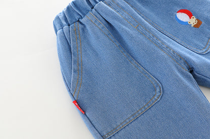 Conjunto infantil de 3 piezas oso con vaqueros