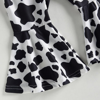 Conjunto de 3 piezas con pantalón acampanado estampado