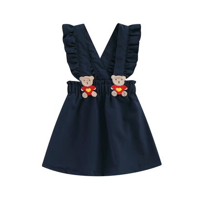 Vestido azul infantil con osos