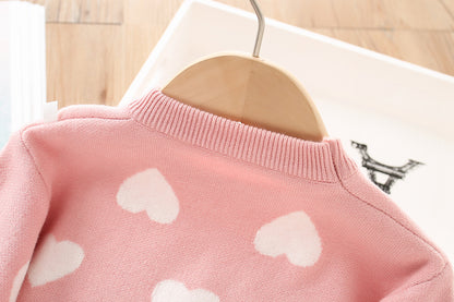 Conjunto infantil corazones Falda + blusa fría 