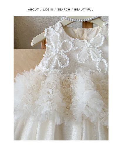 Princess Style Girls Dress Floral Birthday