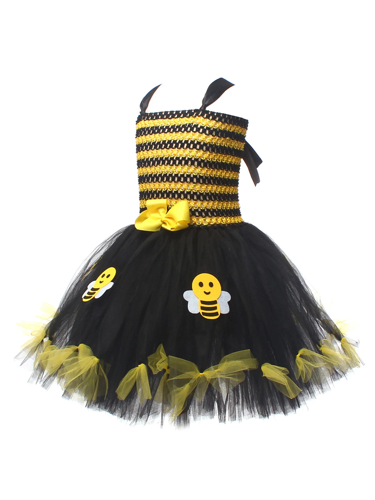 Girls Cosplay Bee Costume Sleeveless Tulle Dress