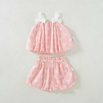 Summer Baby Sleeveless Bow Children Sets