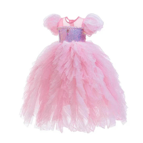 Pink Party Dress with Glitter and Tulle