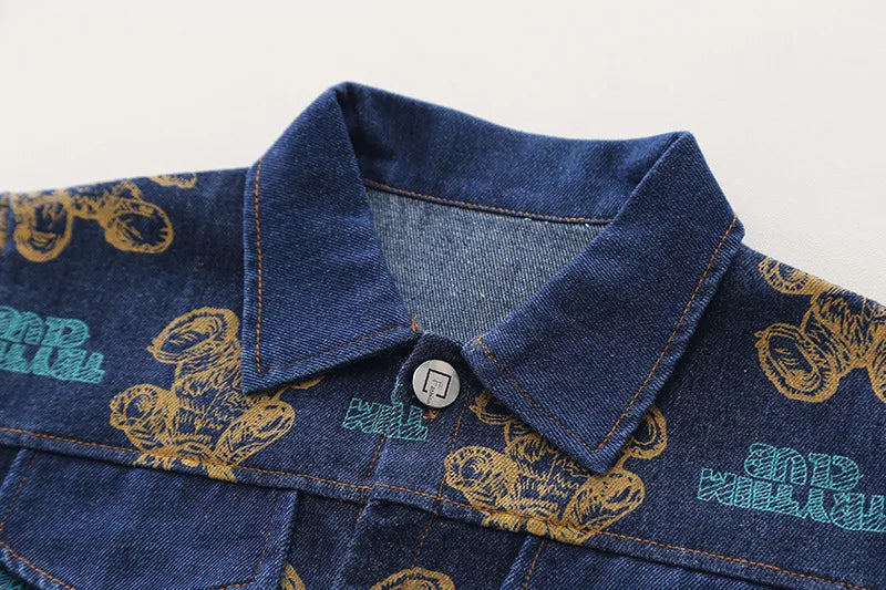 Spring Autumn Boys' Denim Long Sleeve Three-Piece Suit Casual Fashionable Children's Clothing Set Soft Cotton Baby Toddler Kids