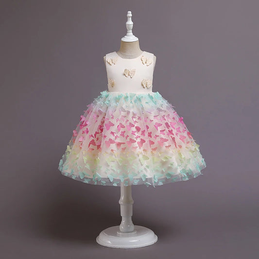 Vestido de fiesta infantil de mariposa 