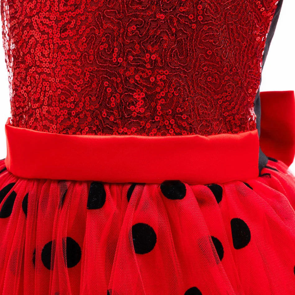 Girl Polka Dot Princess Dress Ladybug Dress