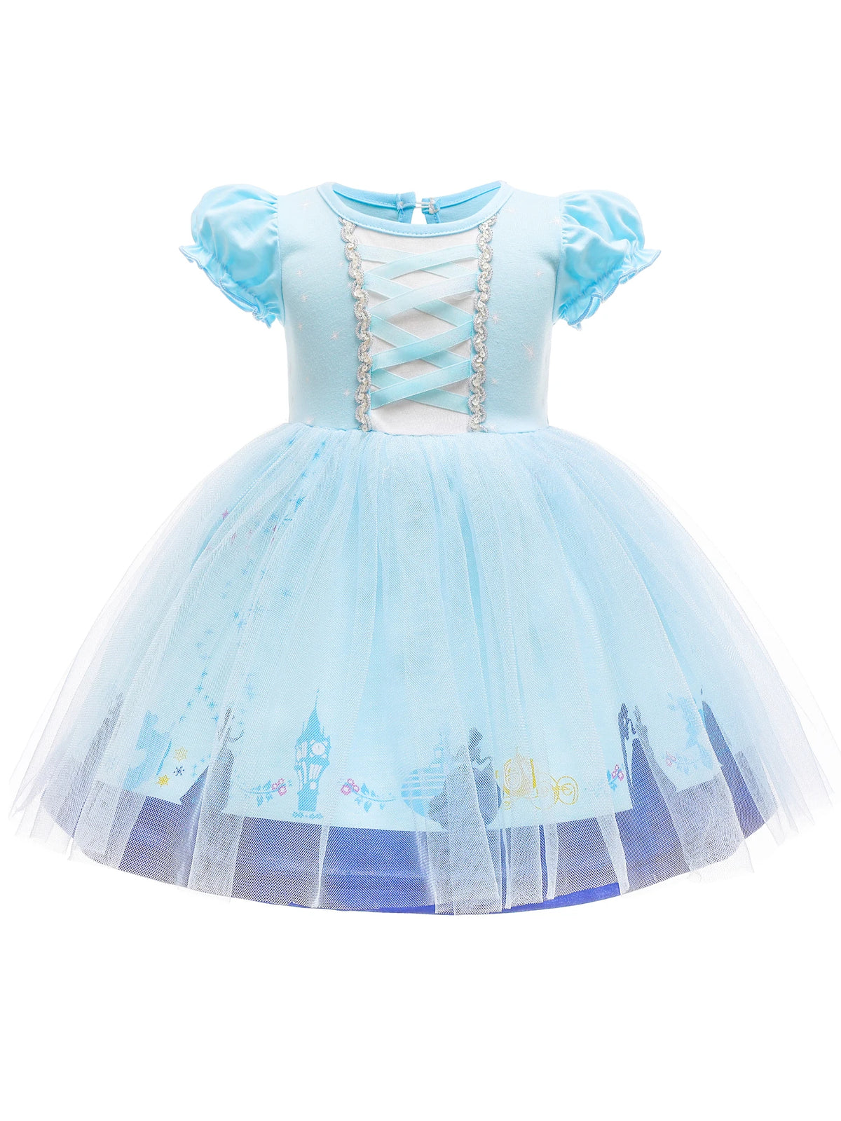 Round Neck Dress Children  Mesh Tulle Dress