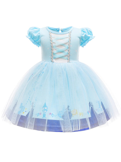 Round Neck Dress Children  Mesh Tulle Dress