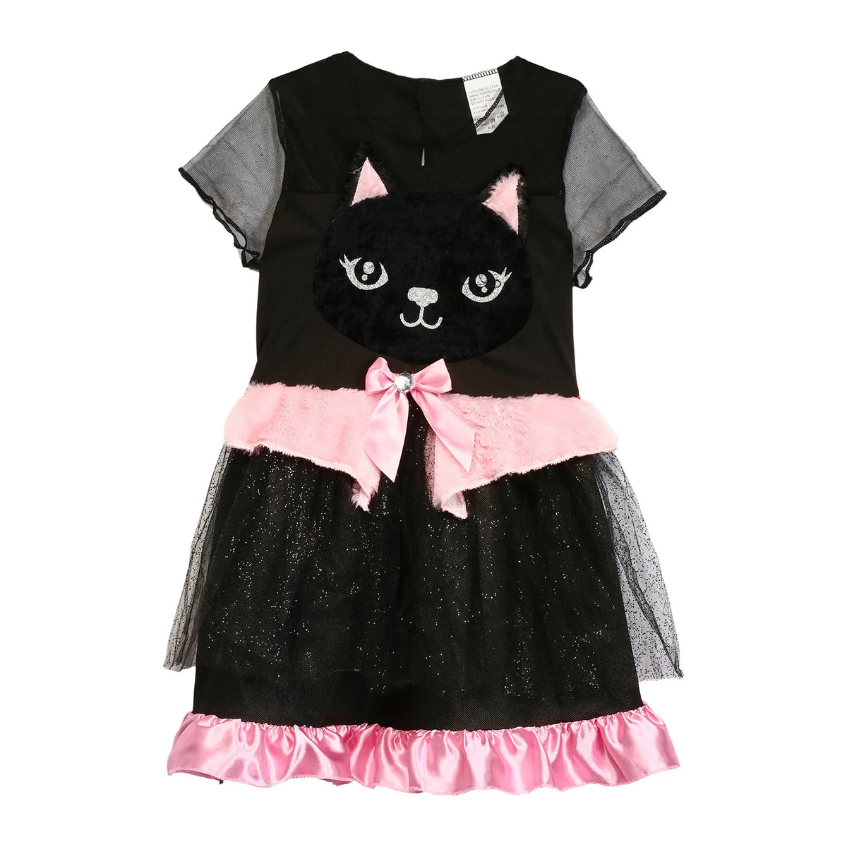 Kids Girls Cat Costume Short Sleeve  Mesh Tulle Dress