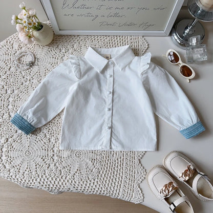 Girl's Shirt+Tank Top+pleated Skirt 3-Piece Set