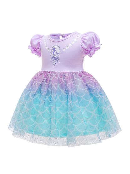 Round Neck Dress Children  Mesh Tulle Dress