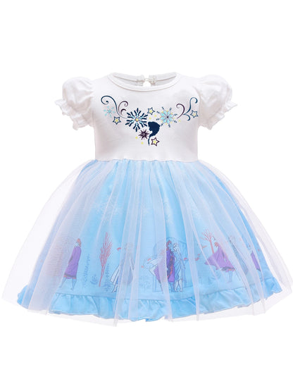 Round Neck Dress Children  Mesh Tulle Dress