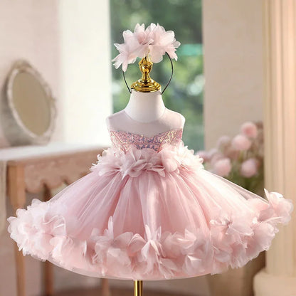 Children Birthday Wedding Flower Girl Tutu Costume Piano Performance Host Princess Gown