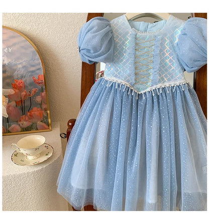Kids Girl's Sleeveless Dress Pearl Embellished Sweet Skirt