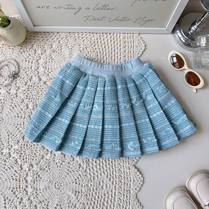 Girl's Shirt+Tank Top+pleated Skirt 3-Piece Set