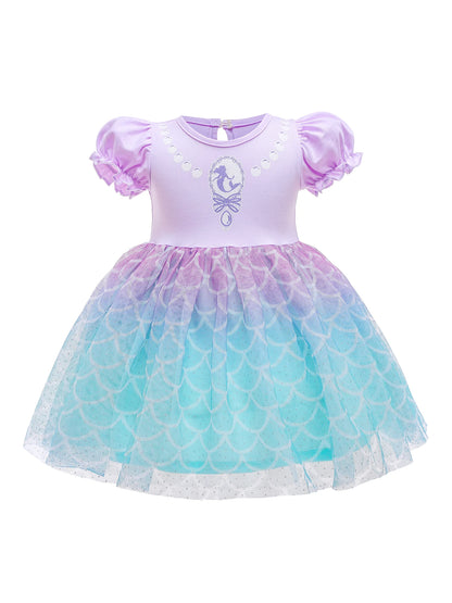 Round Neck Dress Children  Mesh Tulle Dress