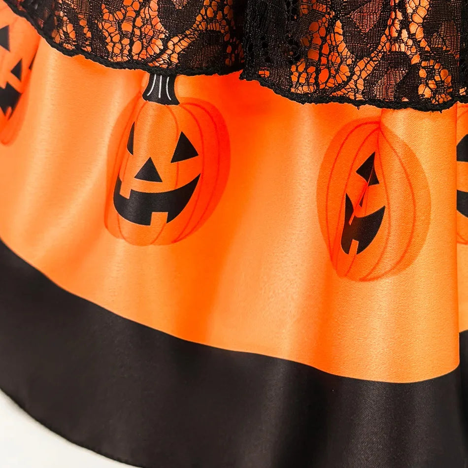 Kids Girls Halloween Pumpkin Tutu Dress