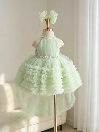 Custom Luxury Dress Women Wedding Guest Gown Girls Wedding Gown Luxury Birthday Party Gown For Pageant Runway Show Halter Pearl