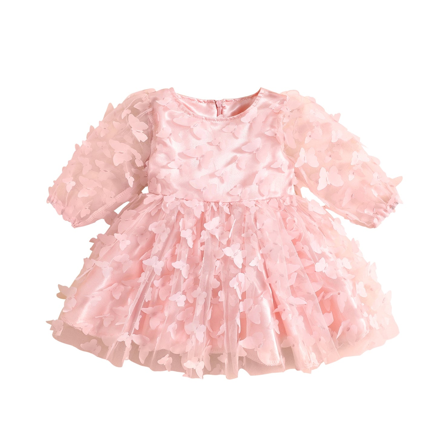 Vestido de bebé de manga larga con mariposas