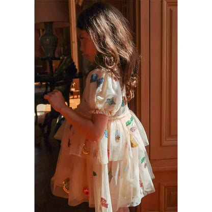Bow Sequin Princess Style Girls Dress
