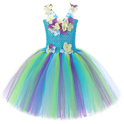 Blue and Purple Floral Party Dress