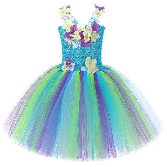 Blue and Purple Floral Party Dress