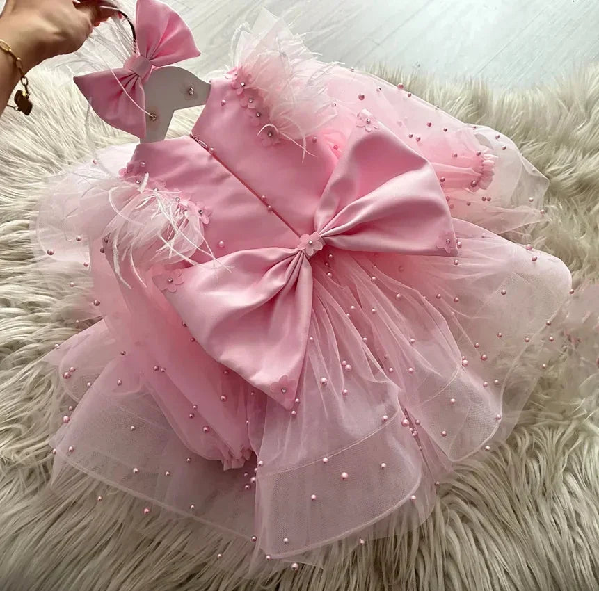 Custom Light Luxury Beaded Tulle Short Gown