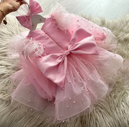 Custom Light Luxury Beaded Tulle Short Gown