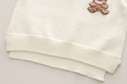 Vestido infantil con chaleco y bolso de osito