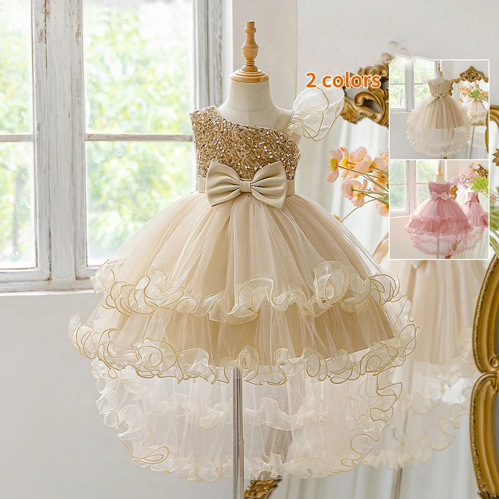 Sequin Birthday Party Flower Girls Dress Elegant