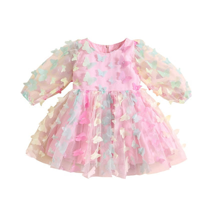 Vestido de bebé de manga larga con mariposas