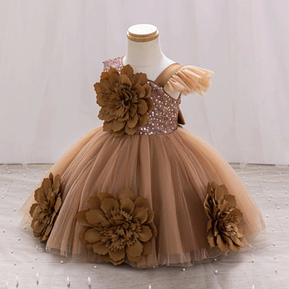 Elegant Girl Princess Dress Small Flying Sleeves