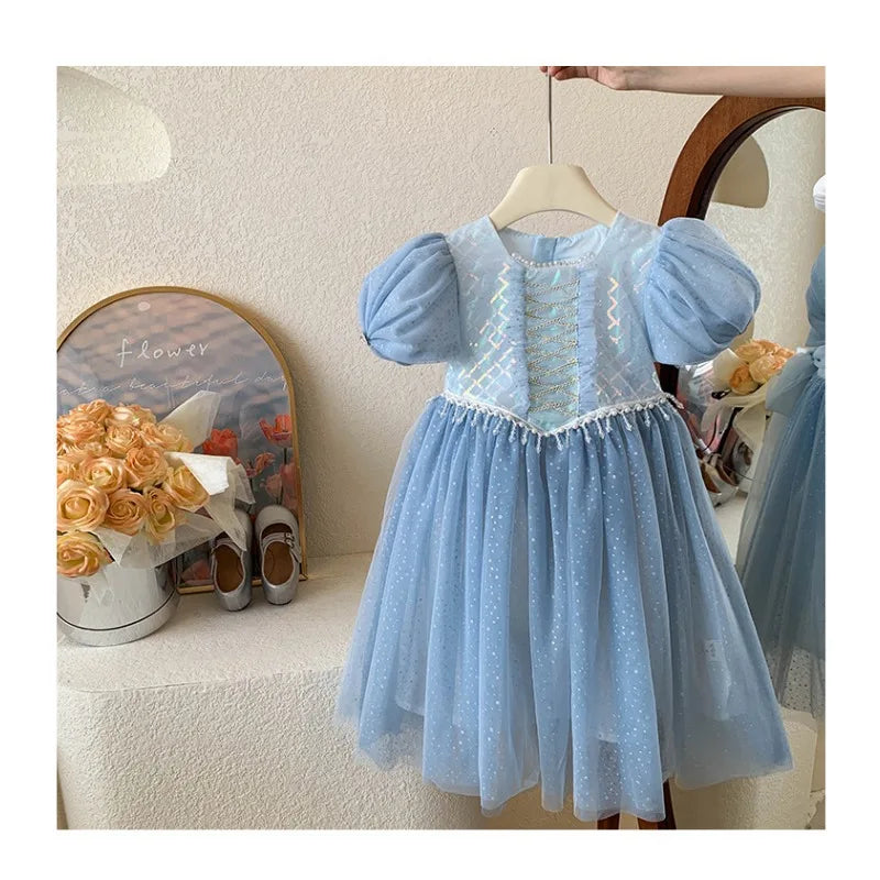 Kids Girl's Sleeveless Dress Pearl Embellished Sweet Skirt