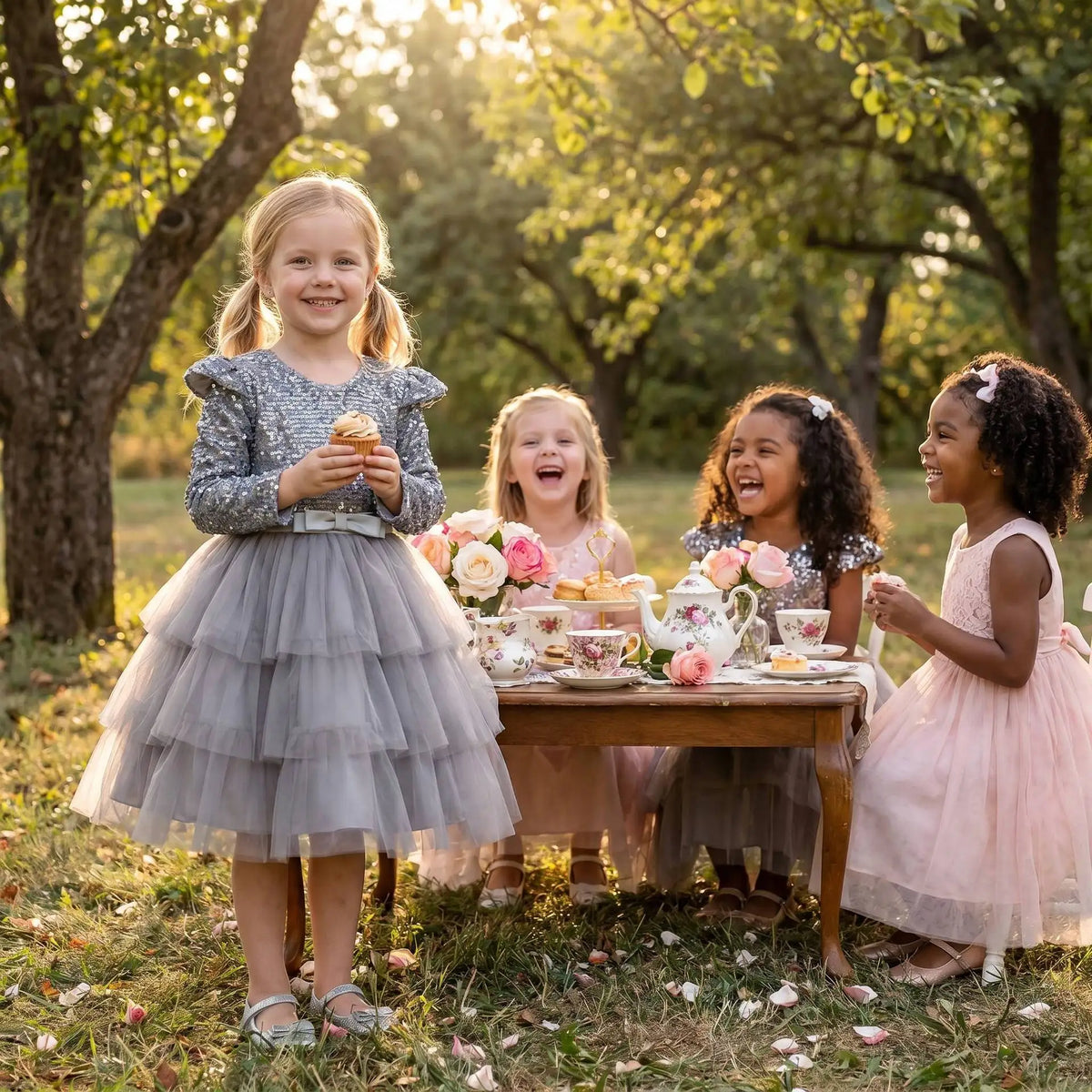 Princess Style Long Sleeve Children's Dress