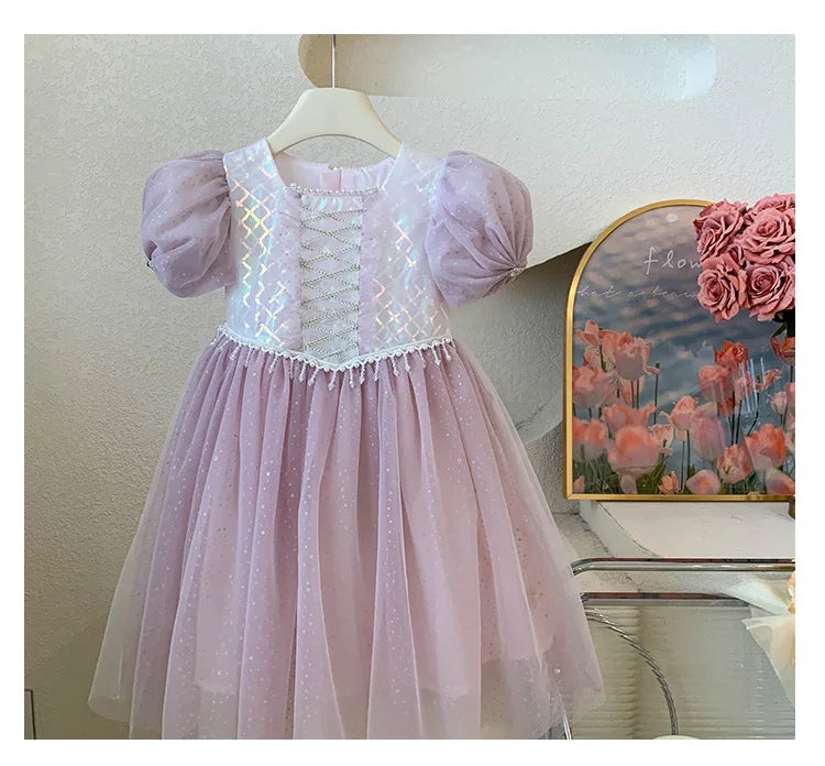 Kids Girl's Sleeveless Dress Pearl Embellished Sweet Skirt