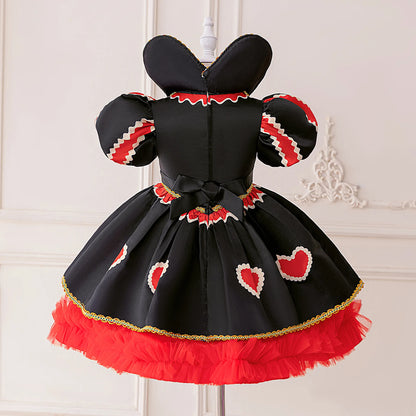Halloween Red Queen Costume Girls White Carnival Dress