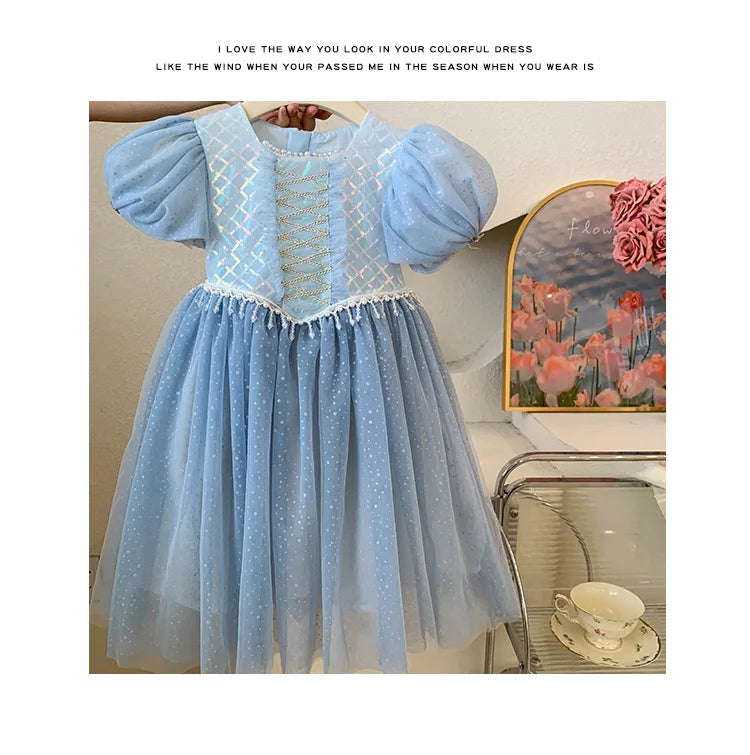 Kids Girl's Sleeveless Dress Pearl Embellished Sweet Skirt