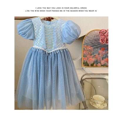 Kids Girl's Sleeveless Dress Pearl Embellished Sweet Skirt