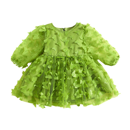Vestido de bebé de manga larga con mariposas