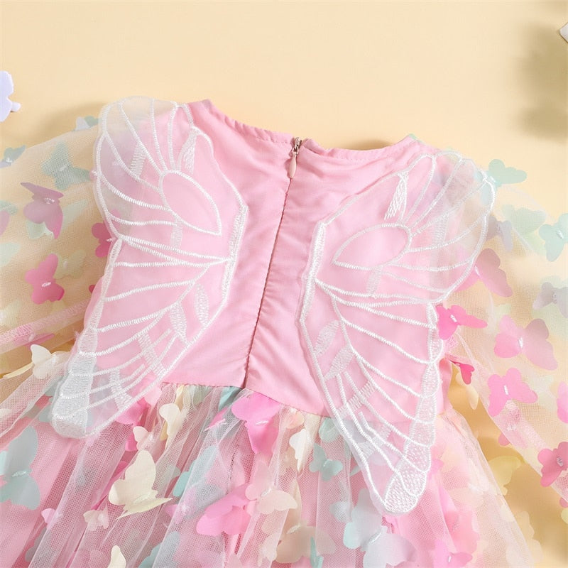 Vestido de bebé de manga larga con mariposas