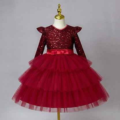Princess Style Long Sleeve Children's Dress