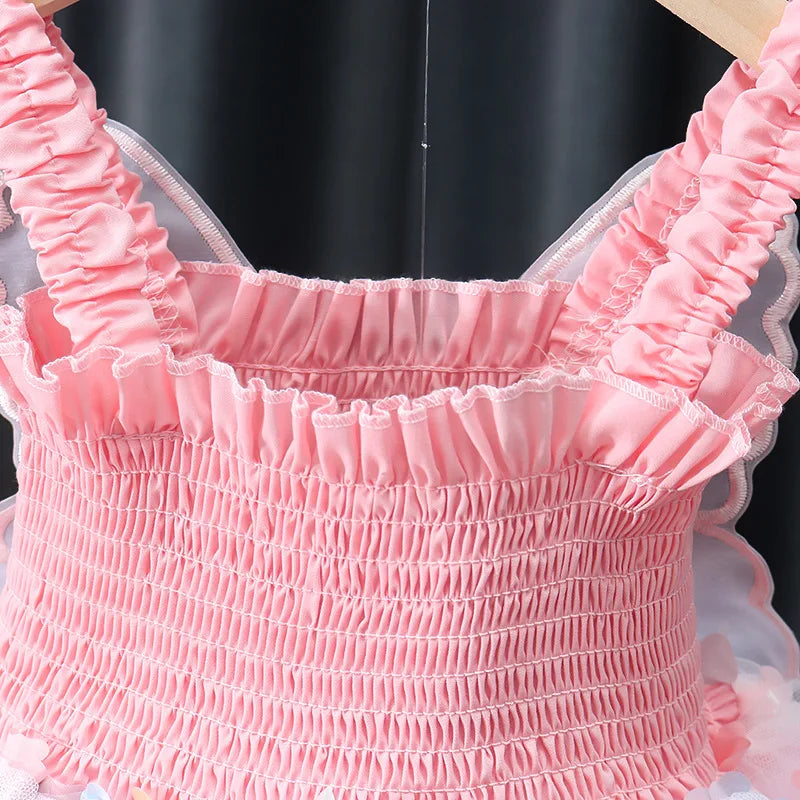 Sleeveless Tulle Dress with 3D Bow Flower Girl Dresses