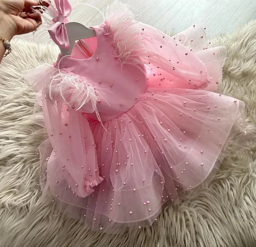 Custom Light Luxury Beaded Tulle Short Gown