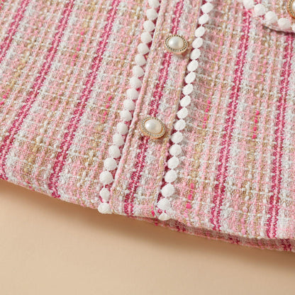 Vestido de cuadros rosa bebé