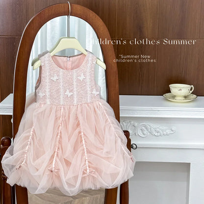 Fashionable Girls Dress Vest Dress Baby Tulle Skirt