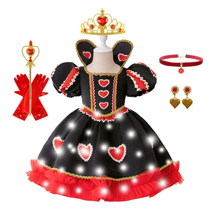 Halloween Red Queen Costume Girls White Carnival Dress