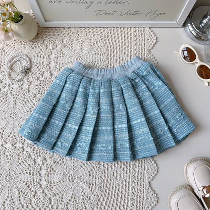 Girl's Shirt+Tank Top+pleated Skirt 3-Piece Set