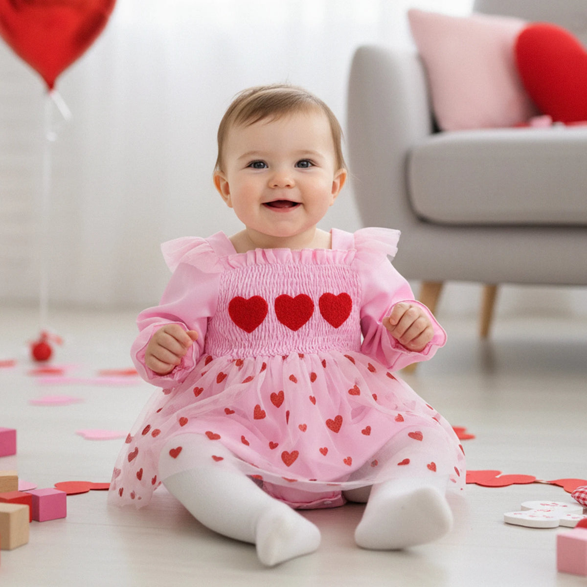 0-18M Newborn Baby Girl Outfit Heart Romper